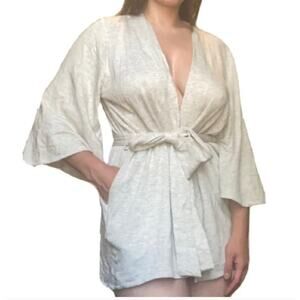 Naked Princess Ava Brushed Terry Short Robe Womens New Large Medium Grey
